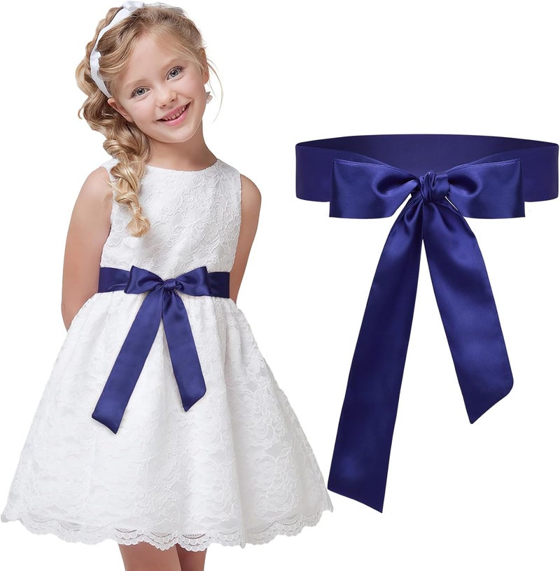 WHIPPY Sash Belt for Girls Dress Kids Long Waist Belts for Wedding Party 2'' Wide - Image 1